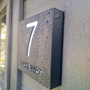 Solar House Number Sign with Street Name