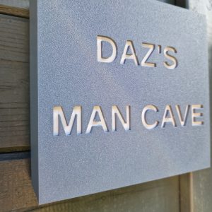 Custom Outdoor Solar Powered Sign with LED lighting, Modern Grey Plaque